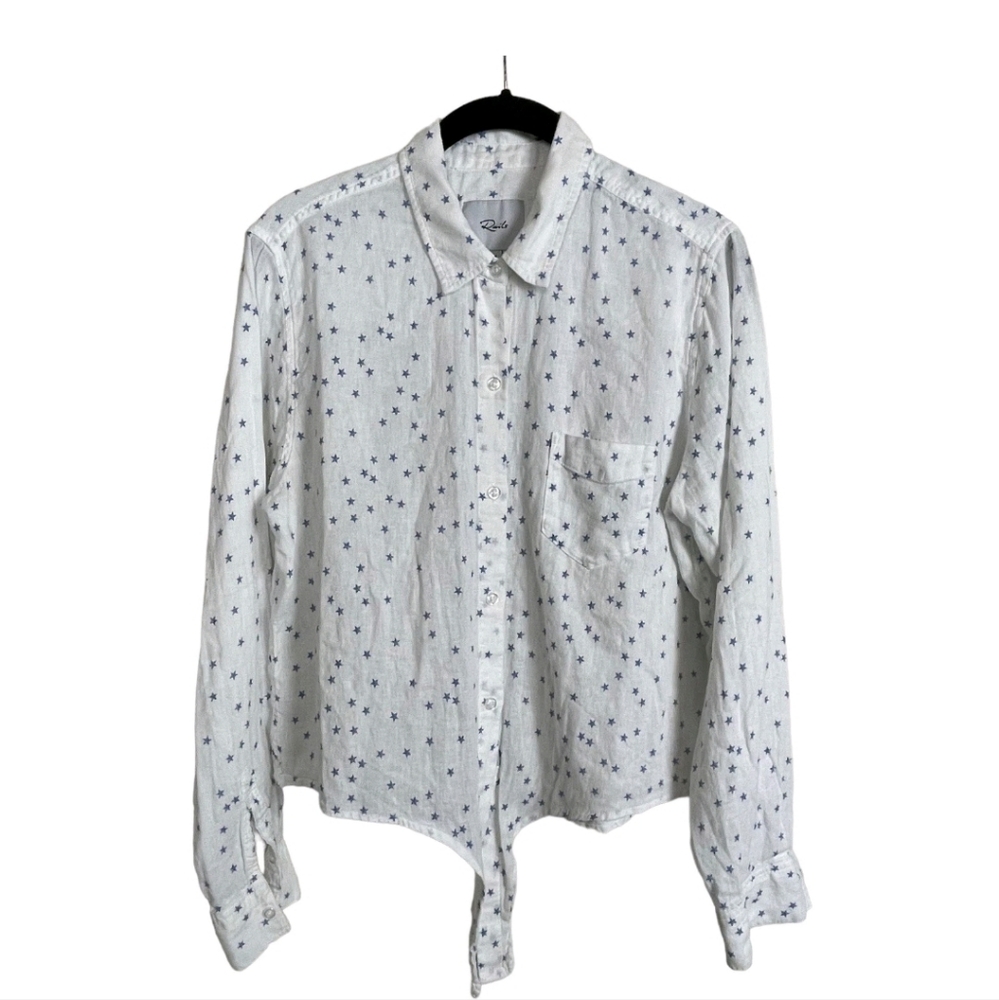 Rails White Shirt with Blue Star Pattern